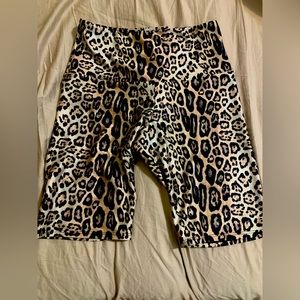 Spandex Leopard Print Biker Shorts